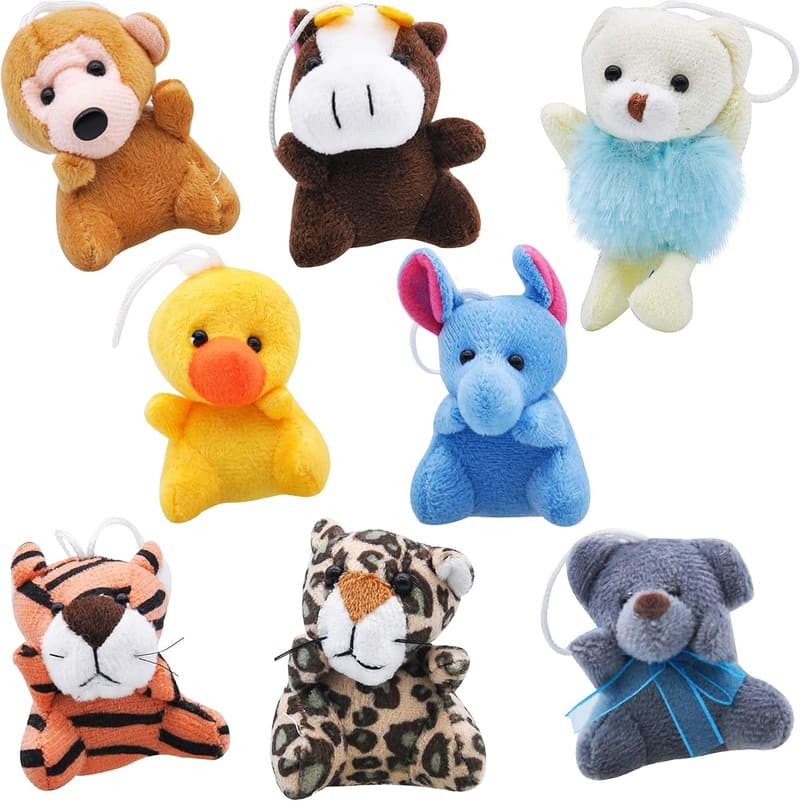 Mini Animal Plush Toy Assortment – 24 Keychain Gifts for Kids