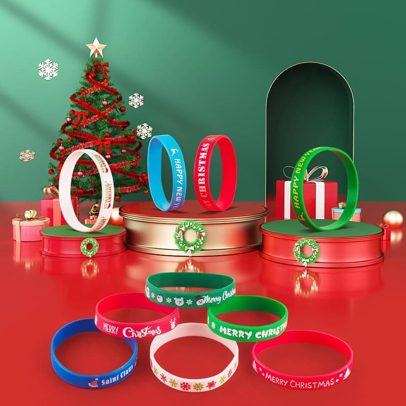 30pcs Christmas Silicone Wristbands for Kids Party Favors