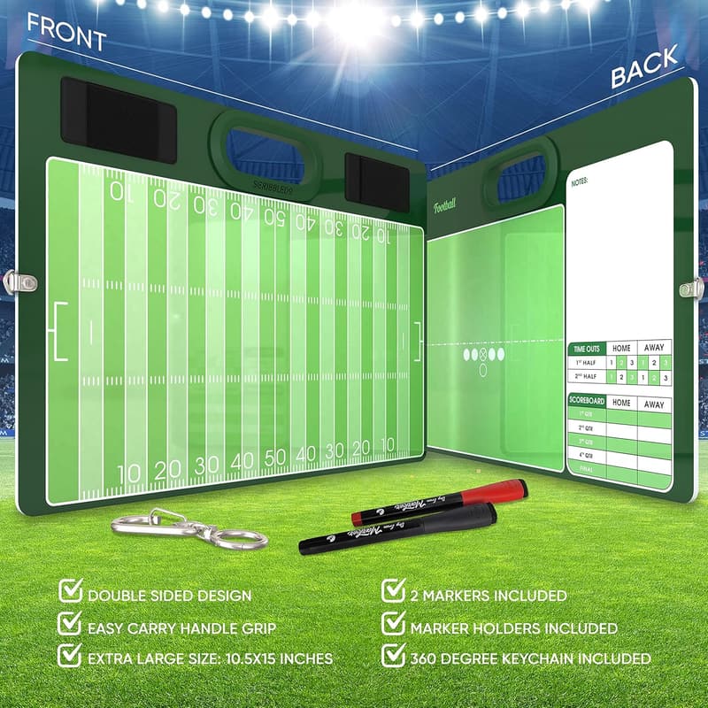 Double-Sided Football Coaching Dry Erase Board with Markers