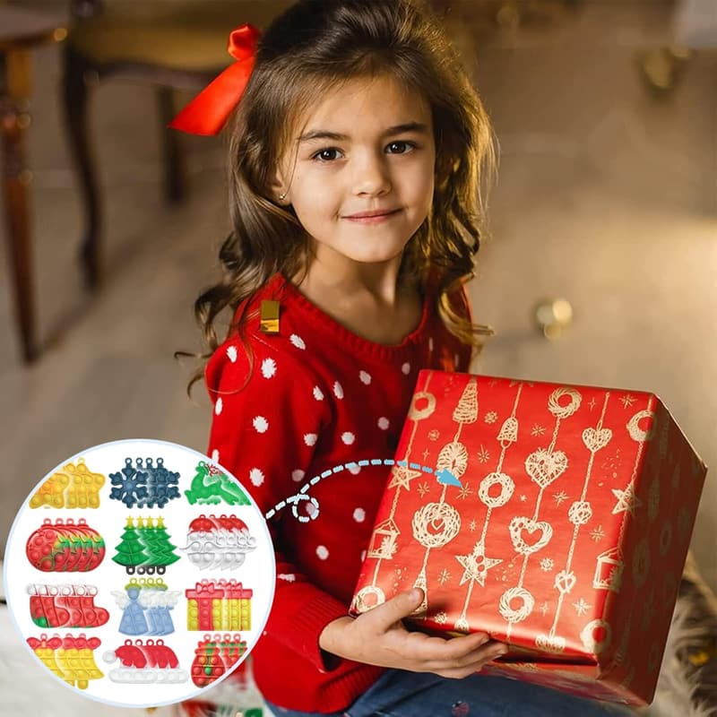 Christmas Mini Push Pop Fidget Keychain - 60pcs