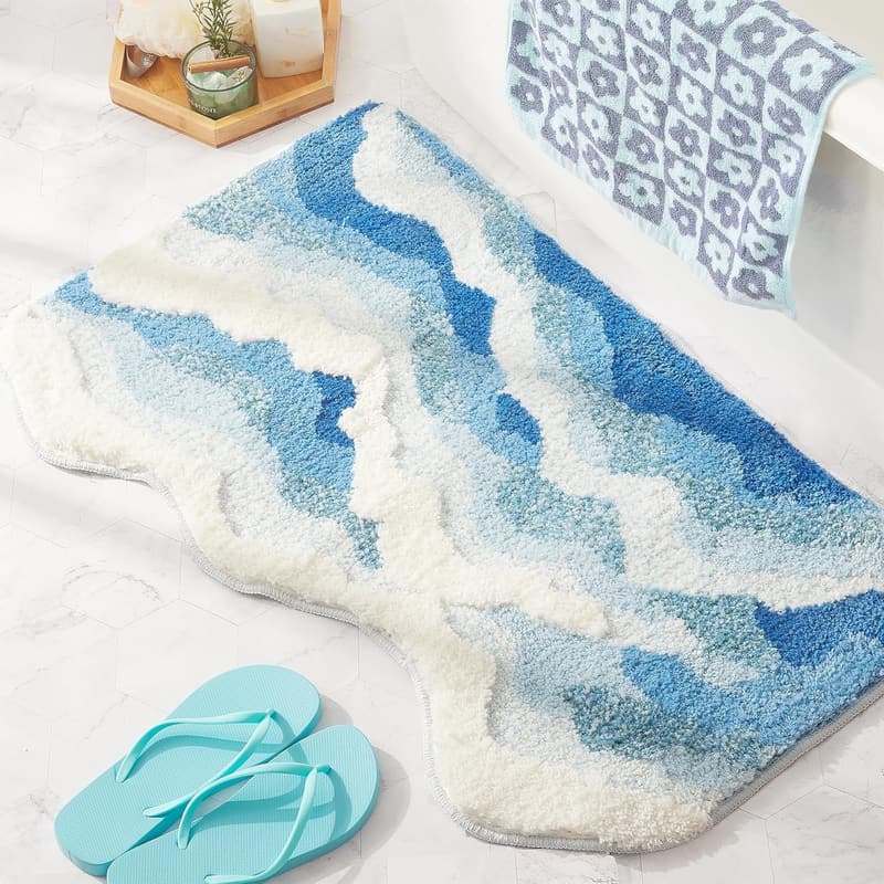 Coastal Beach Nautical Non-Slip Bath Mat, 31