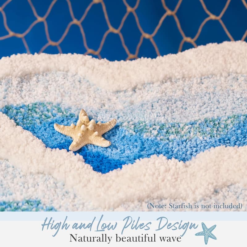 Coastal Beach Nautical Non-Slip Bath Mat, 31