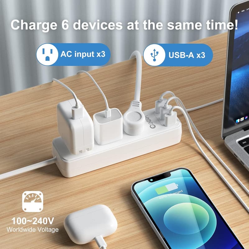Universal Travel Adapter with 3 USB Ports & AC Outlets