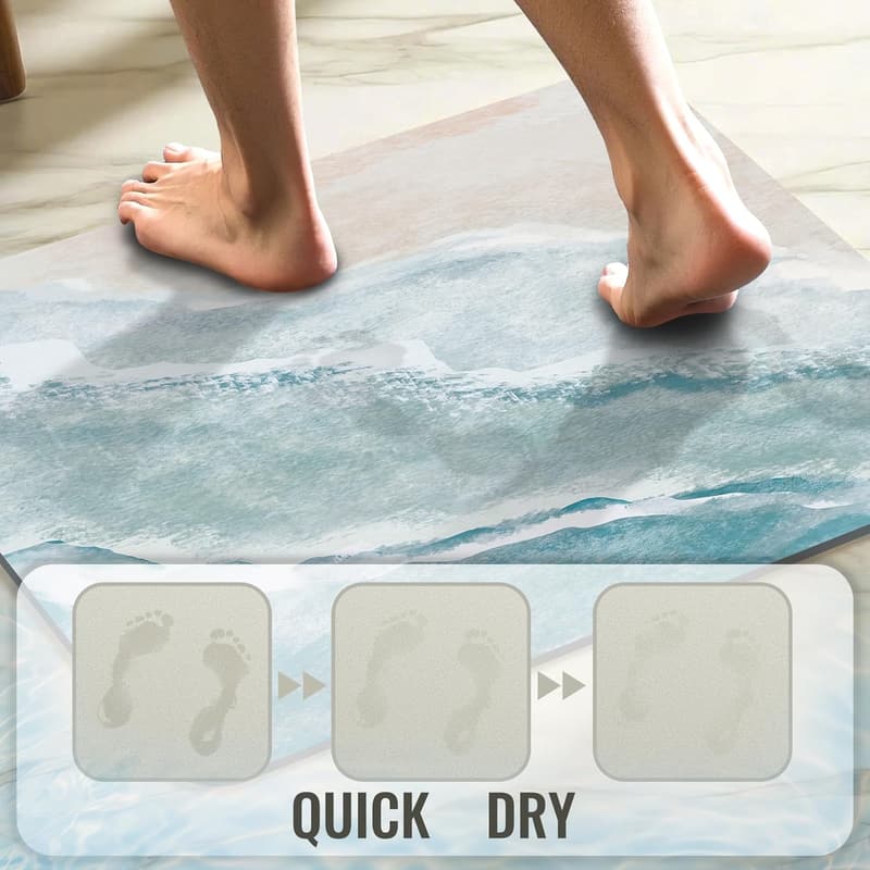 Coastal Beach Bath Mat - Quick-Drying Non-Slip, 16