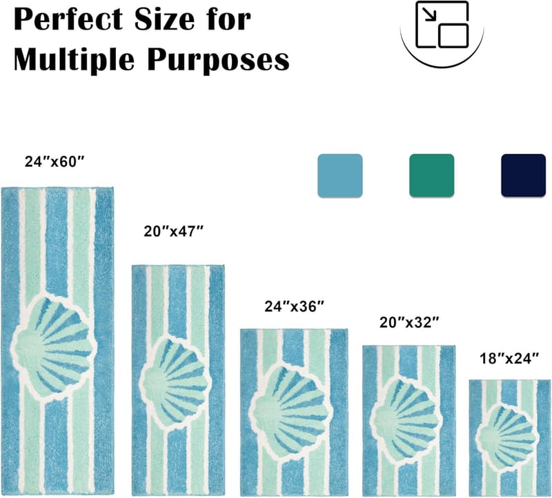 Coastal Non-Slip Bath Mat – Plush & Absorbent 20x32 inch