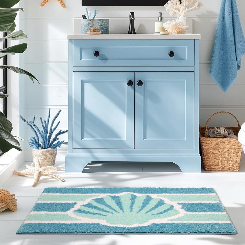 Coastal Non-Slip Bath Mat – Plush & Absorbent 20x32 inch