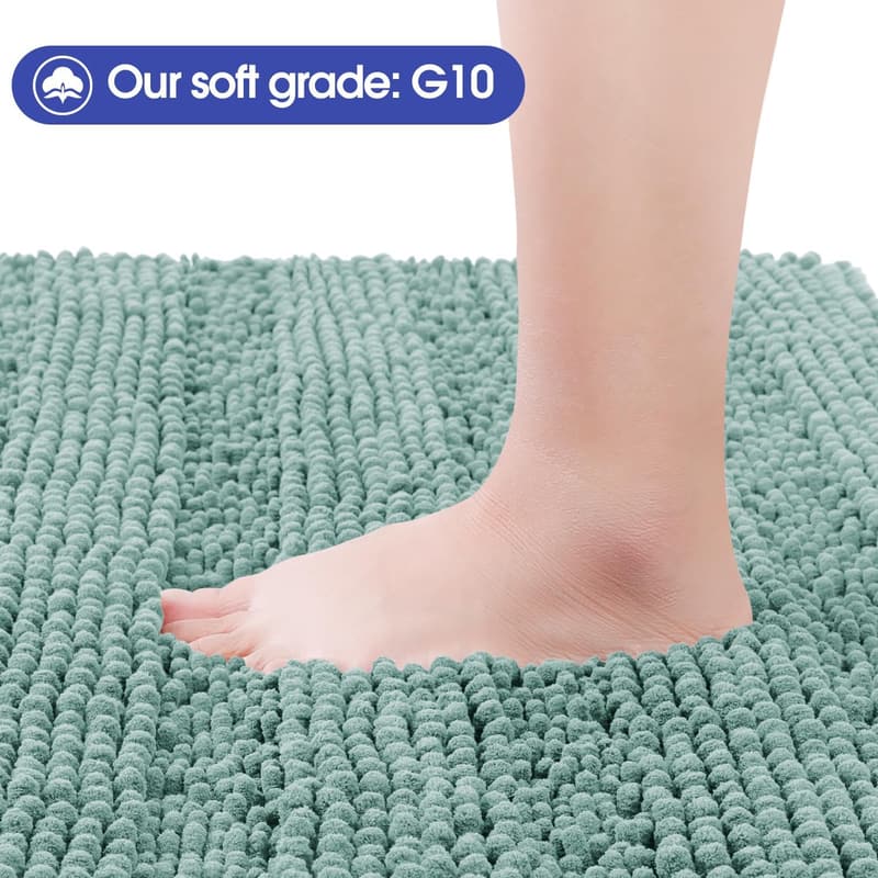 Ultra Soft Striped Eggshell Blue Bath Rug Set - 3 Pieces