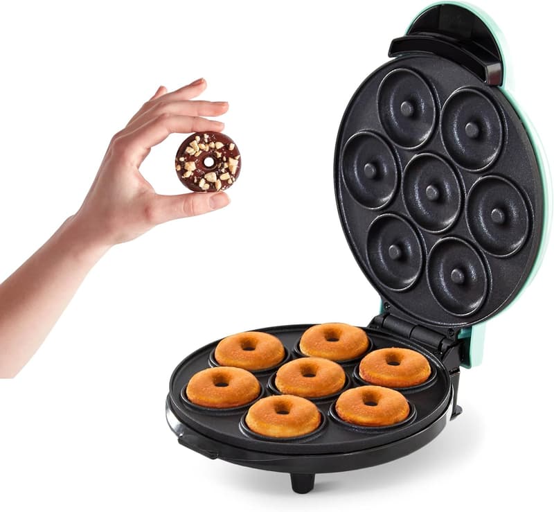 DASH Aqua Mini Donut Maker for Kid-Friendly Snacks & Desserts
