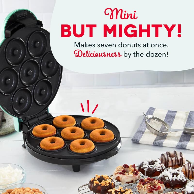 DASH Aqua Mini Donut Maker for Kid-Friendly Snacks & Desserts