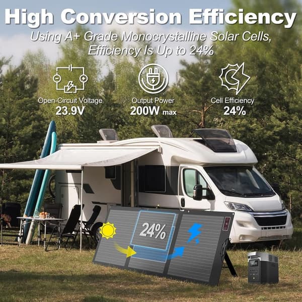 200W Waterproof Portable Solar Panel for RV Camping