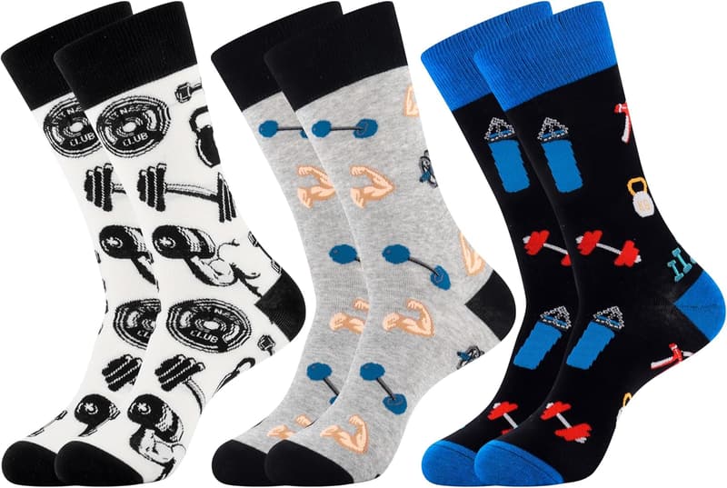 Funny Men's Cotton Crew Socks - Novelty Gift Idea