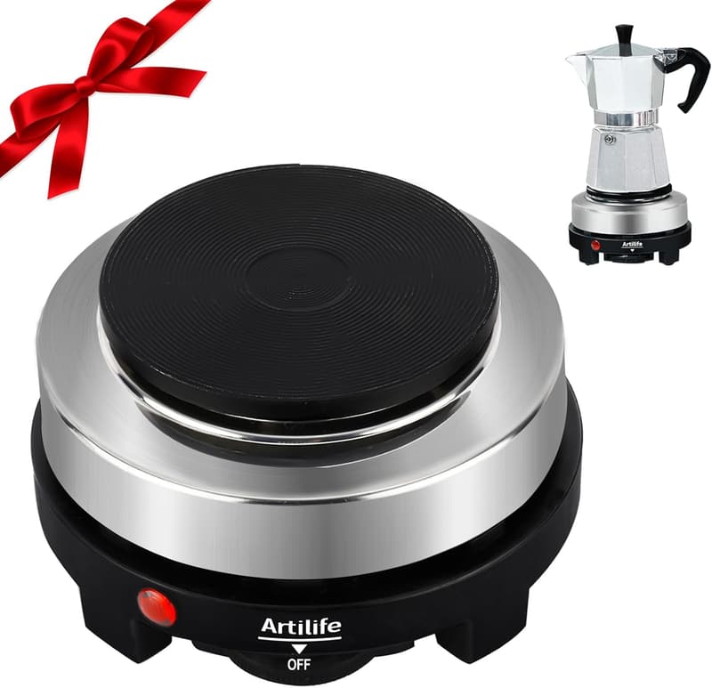 Mini Electric Hot Plate - 500W Portable Cooktop for Moka Pot