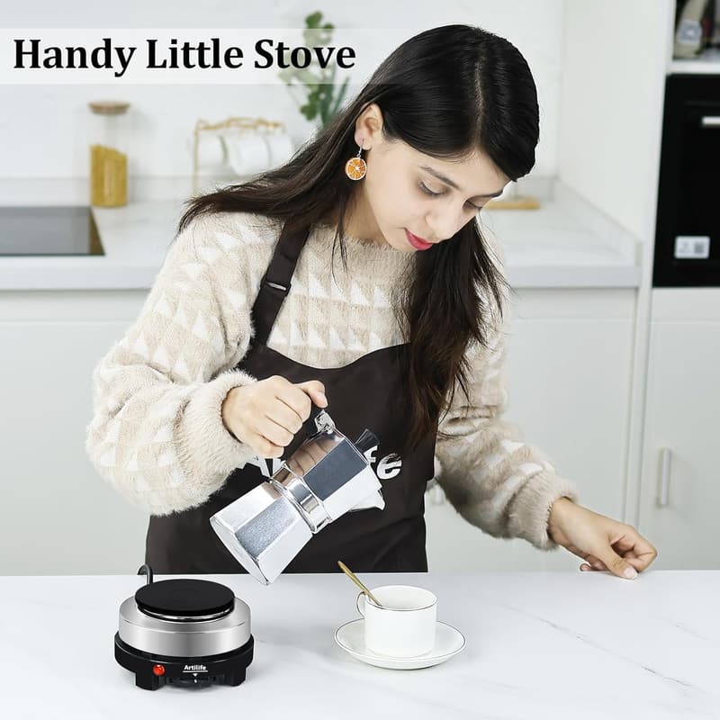 Mini Electric Hot Plate - 500W Portable Cooktop for Moka Pot