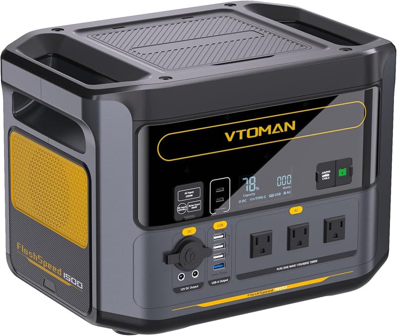 Portable Power Station - 1500W Solar Generator for Camping & RV