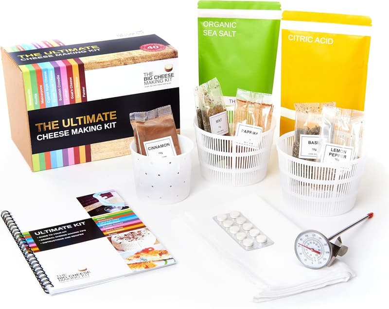 DIY Cheese Making Kit - 10 Varieties, Includes Rennet & Guide