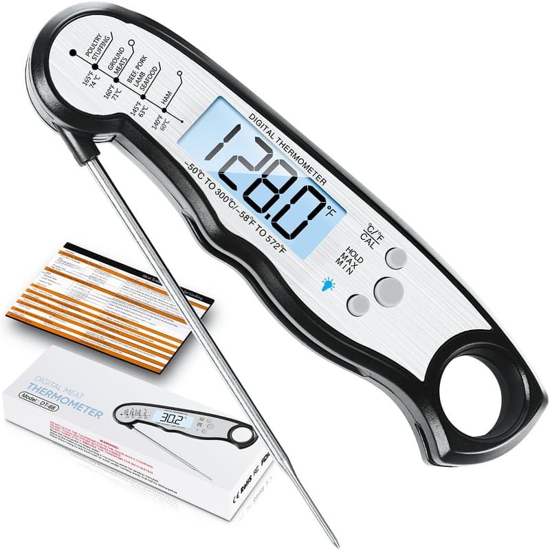 Instant Read Waterproof Meat Thermometer for Cooking & Grilling