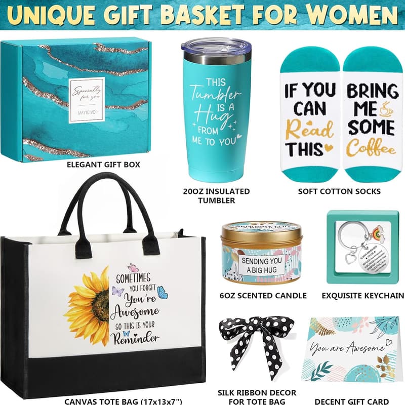 Inspirational Get Well Gift Basket for Women with Tote Bag