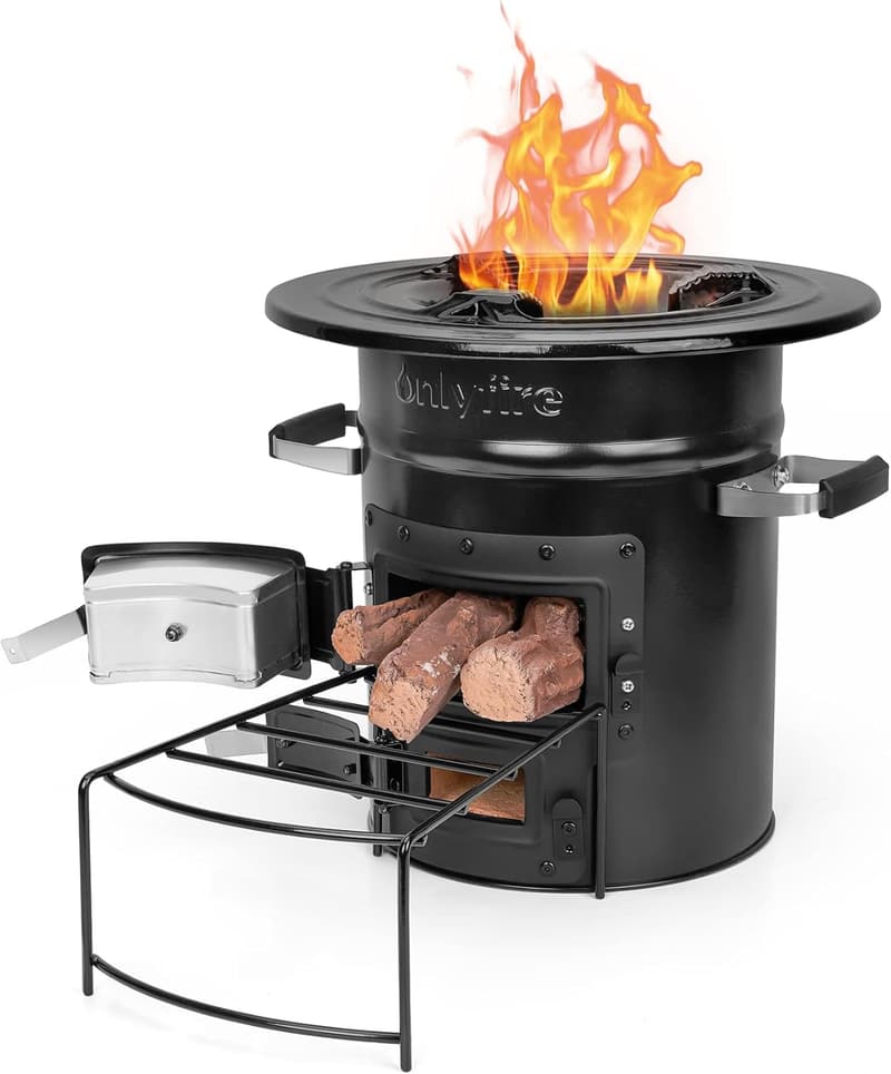 Portable Wood Burning Camping Rocket Stove for Outdoor Cooking