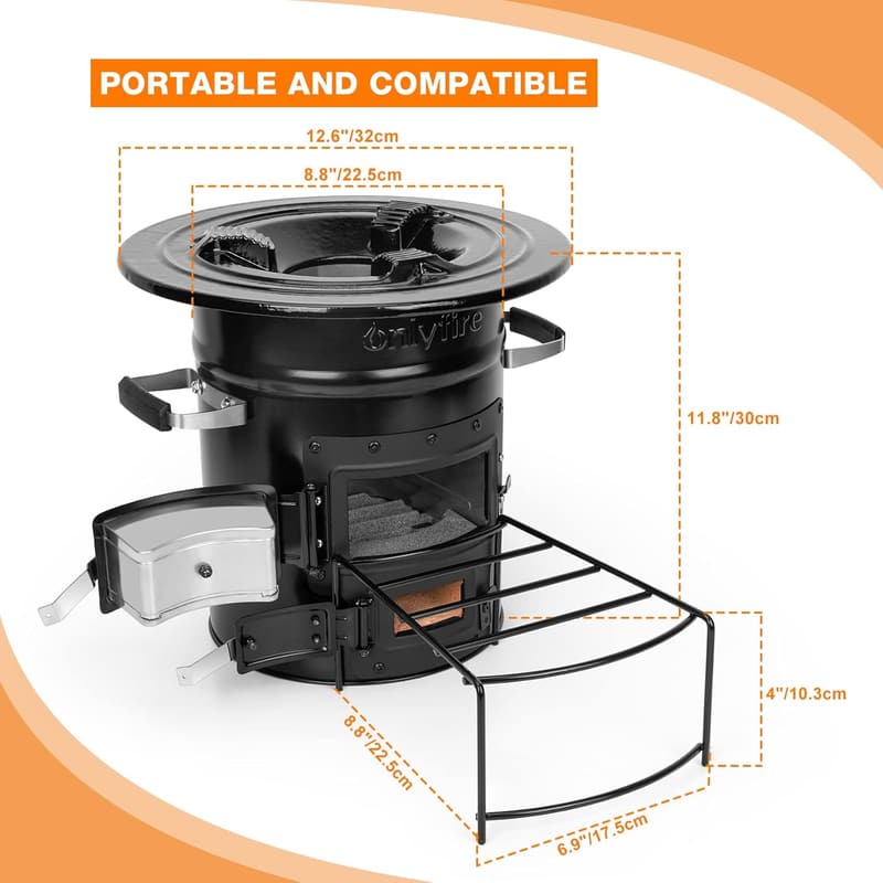Portable Wood Burning Camping Rocket Stove for Outdoor Cooking