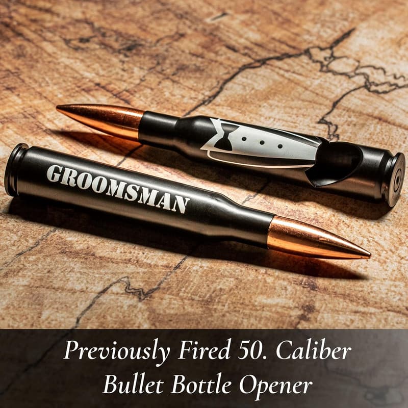 Groomsmen Proposal Gift - Engraved 50 Cal Bottle Opener