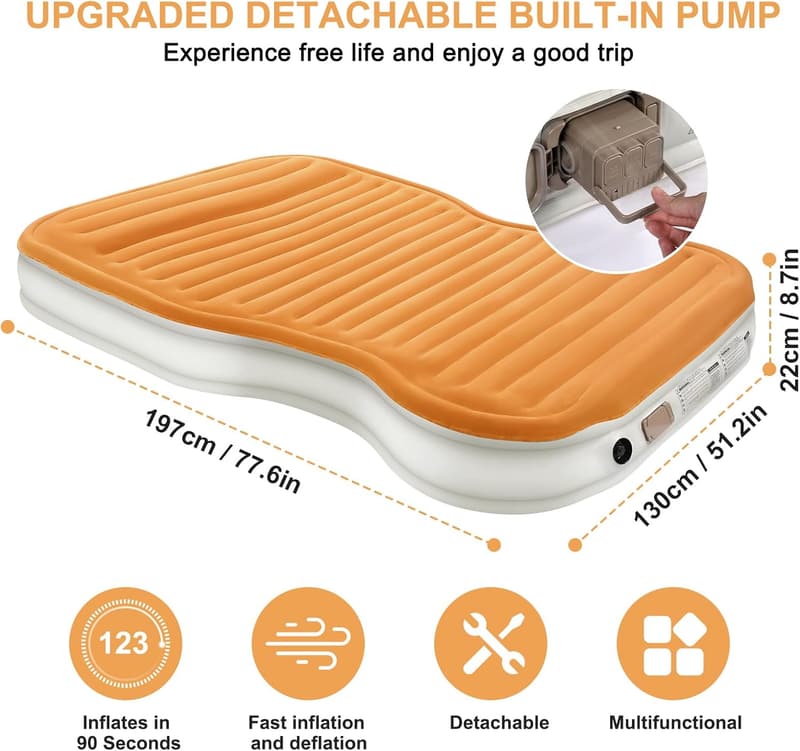 Portable SUV Air Mattress with Built-in Pump & 2 Pillows