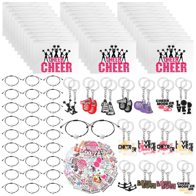 Cheerleader Gift Set with Makeup Bag, Keychain & Accessories