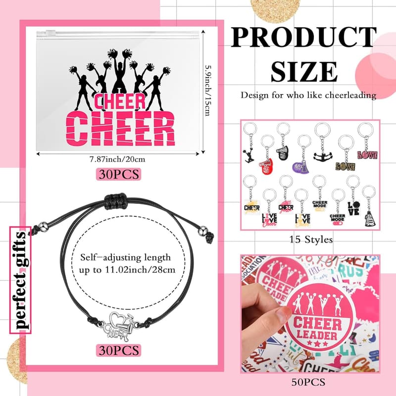 Cheerleader Gift Set with Makeup Bag, Keychain & Accessories