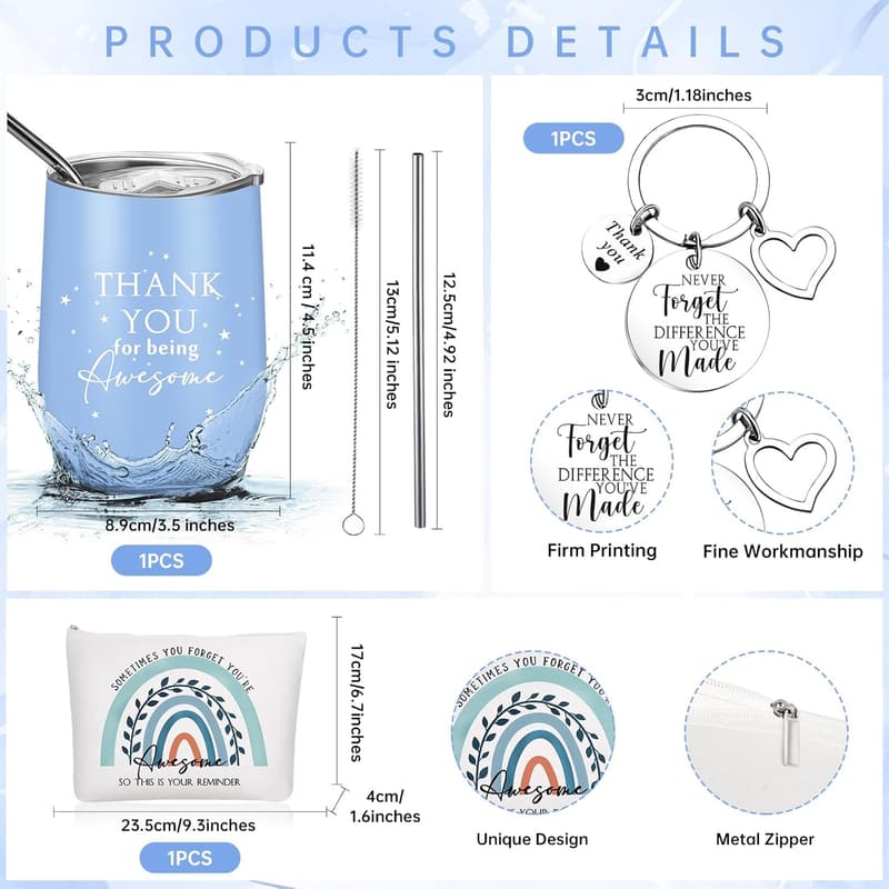 Employee Appreciation Gift Set: 12oz Stainless Steel Tumbler & Keychain