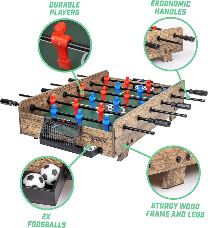 Tabletop Foosball Game Set - 32 Inch, Oak or Black