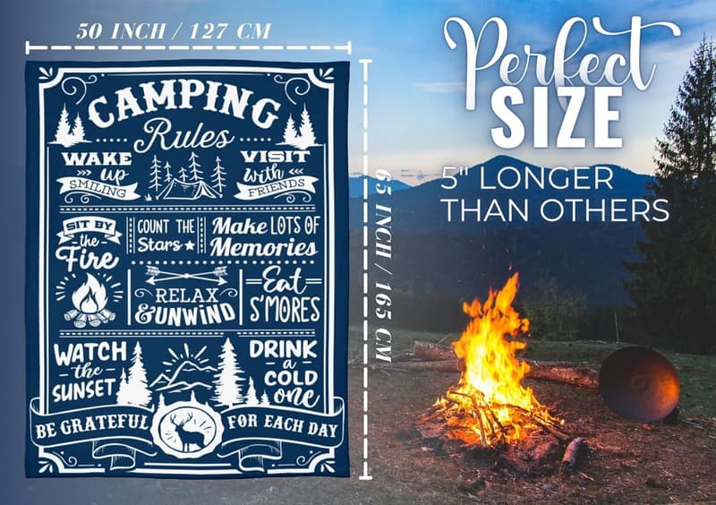 Happy Campers Throw Blanket for Outdoor Lovers, 50