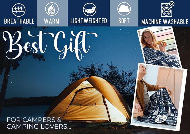 Happy Campers Throw Blanket for Outdoor Lovers, 50