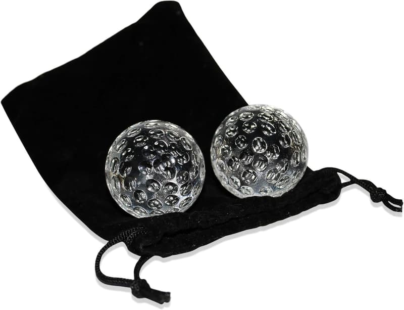 Set of 2 Golf Ball Whiskey Chillers - Crystal Glass Stones