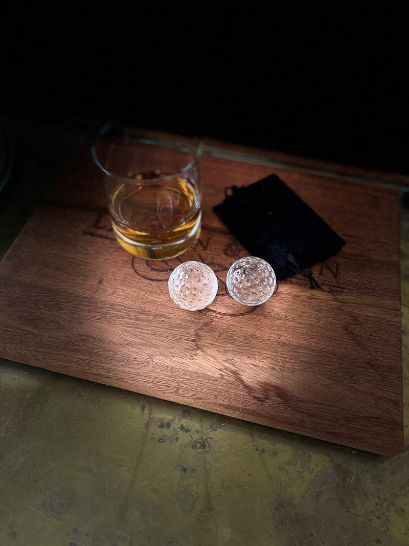 Set of 2 Golf Ball Whiskey Chillers - Crystal Glass Stones