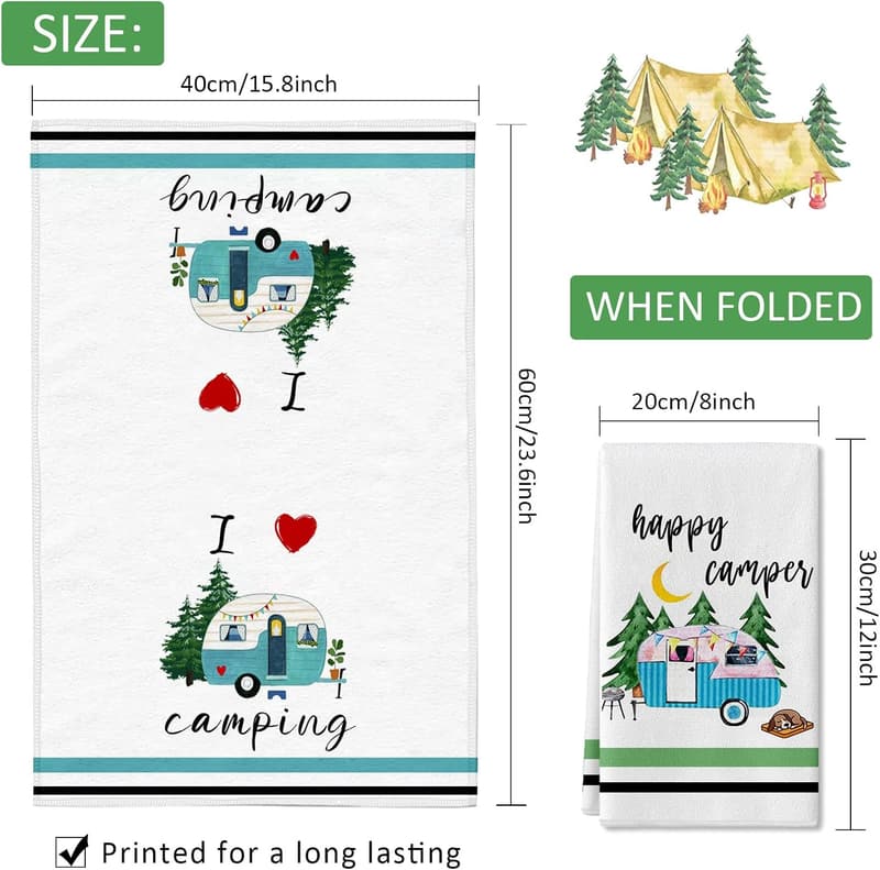 Camping Kitchen Towels Set - Funny Sayings - Gift for Campers