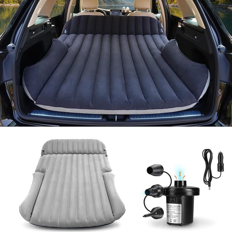 Car Air Mattress for SUV with Pump & Built-in Pillow