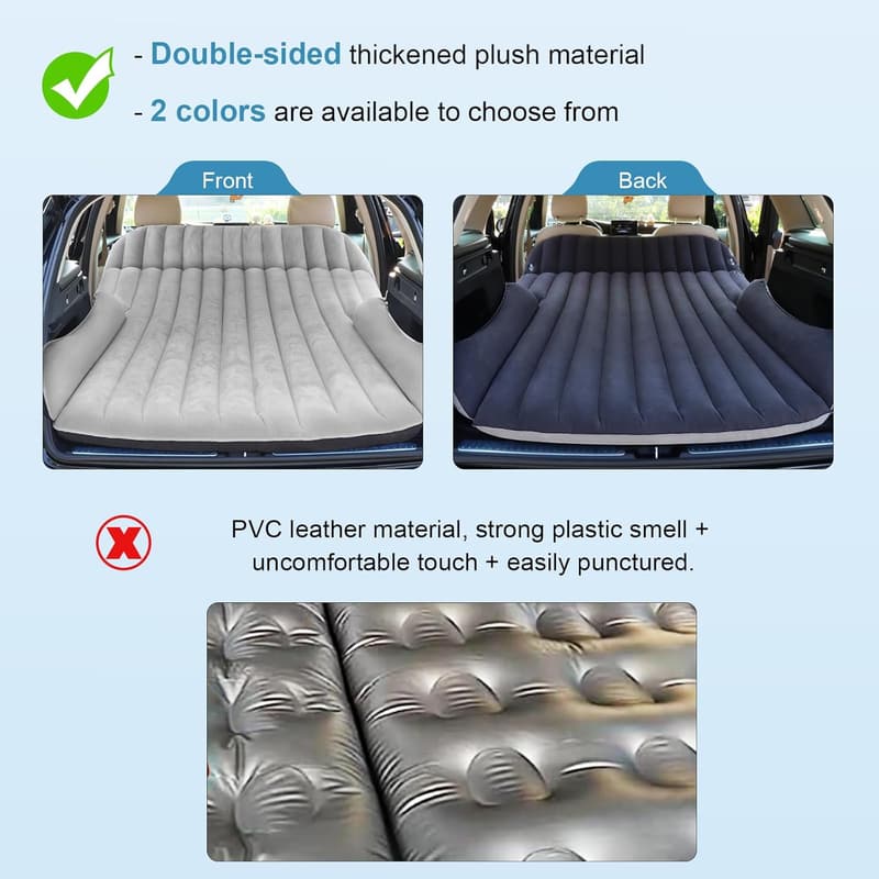 Car Air Mattress for SUV with Pump & Built-in Pillow