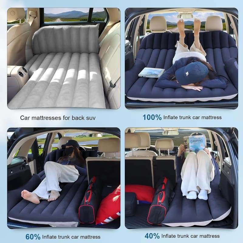 Car Air Mattress for SUV with Pump & Built-in Pillow