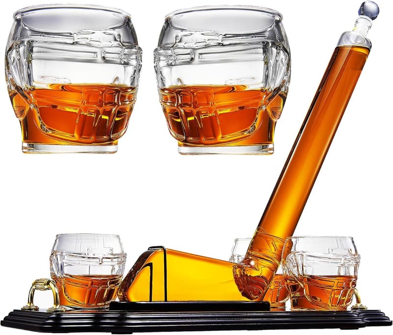 Hockey Decanter Set with Helmet Glasses - Ideal Gift for Fans