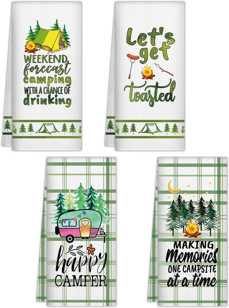 Happy Camper Kitchen Towels Set - Funny RV Accessories (4)