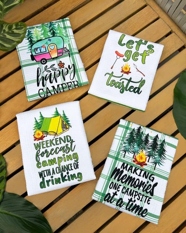 Happy Camper Kitchen Towels Set - Funny RV Accessories (4)