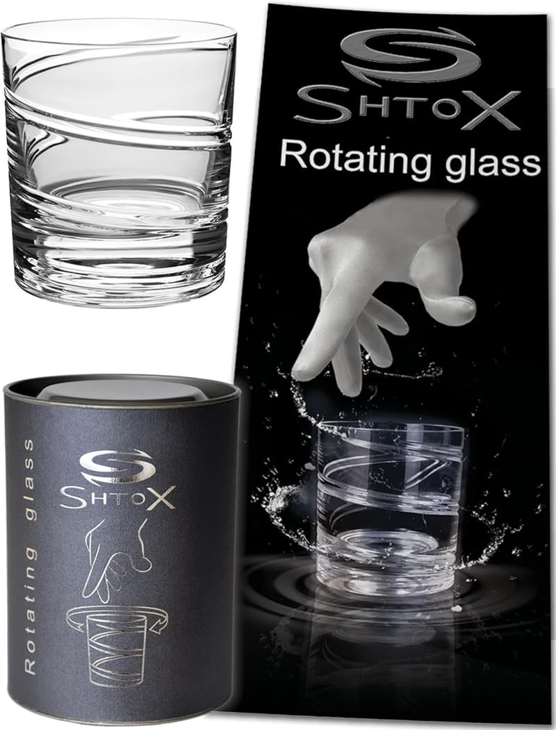 Unique Rotating Glass Tumbler for Whiskey, Scotch, and Bourbon