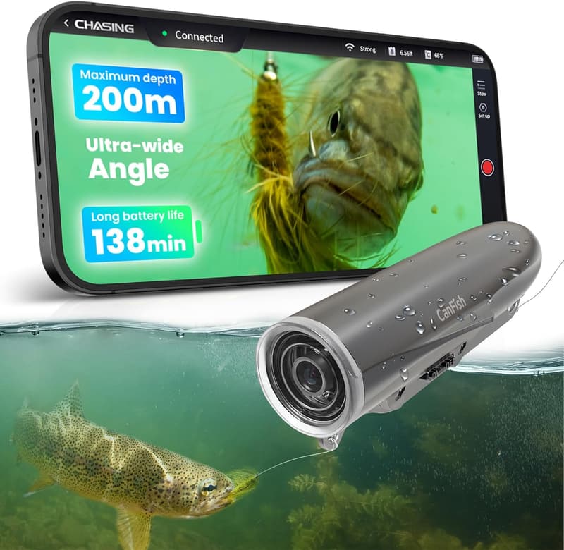 Fishing Camera with HD 1080P, 136° Wide-Angle, Waterproof