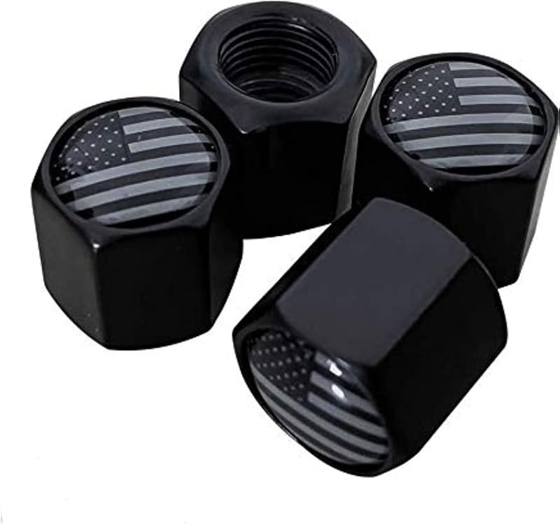 American Flag Tire Valve Stem Caps - Leakproof Aluminum, 4 Pack