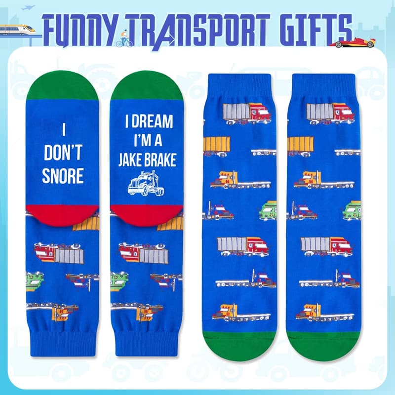 Novelty Socks for Men - Funny Tractor & Race Car Designs
