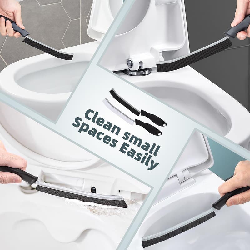 Multifunctional Toilet Brush Set - 2 Hard Bristle Cleaning Tools