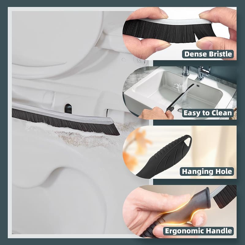 Multifunctional Toilet Brush Set - 2 Hard Bristle Cleaning Tools