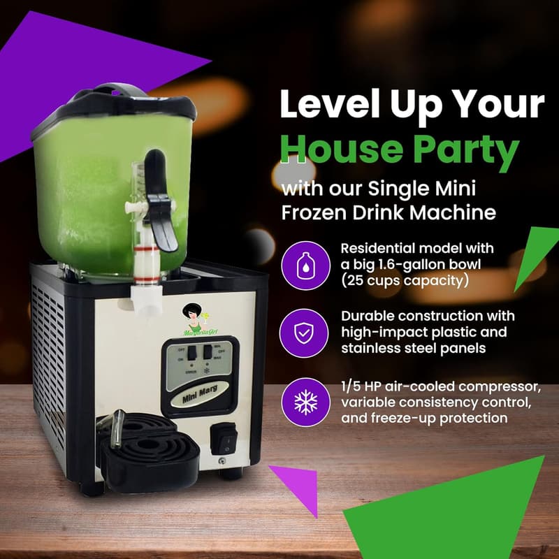 Frozen Drink Machine - Mini Size for Margaritas & Slushies, 200 Oz