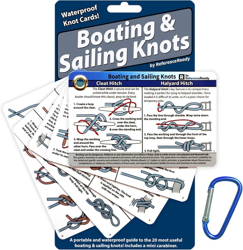 Waterproof Guide to 20 Nautical Knots Cards for Boating