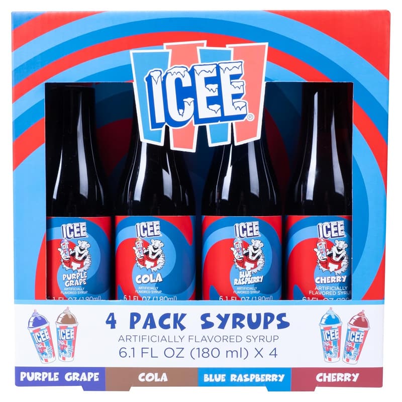 ICEE Slushie Syrup 4-Pack - Grape, Cola, Raspberry, Cherry
