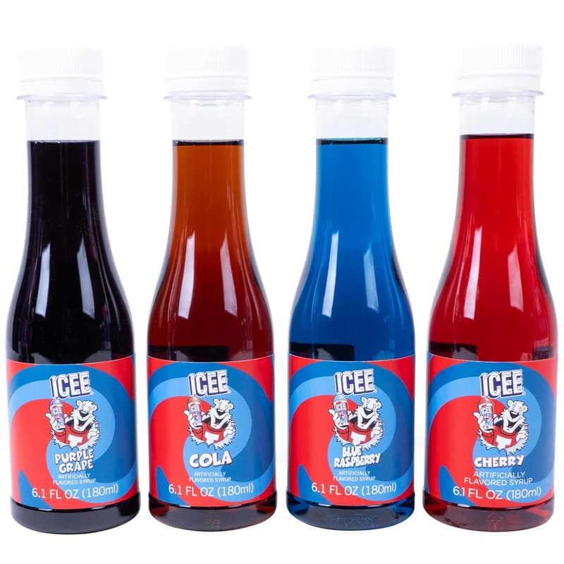 ICEE Slushie Syrup 4-Pack - Grape, Cola, Raspberry, Cherry